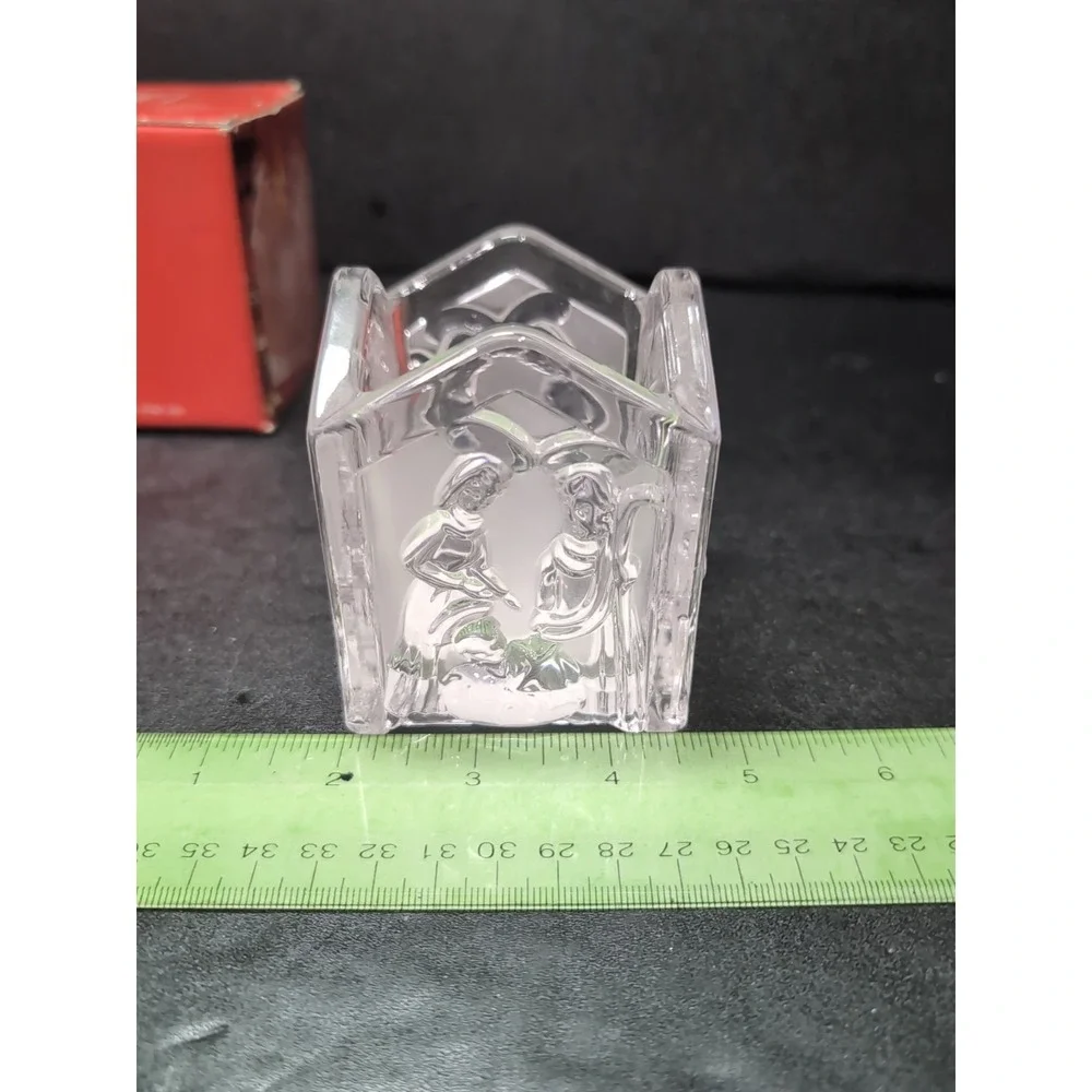 Mikasa Holy Lights Nativity Candle Holder, Glass Candle Decor, Christmas‎ Decor
